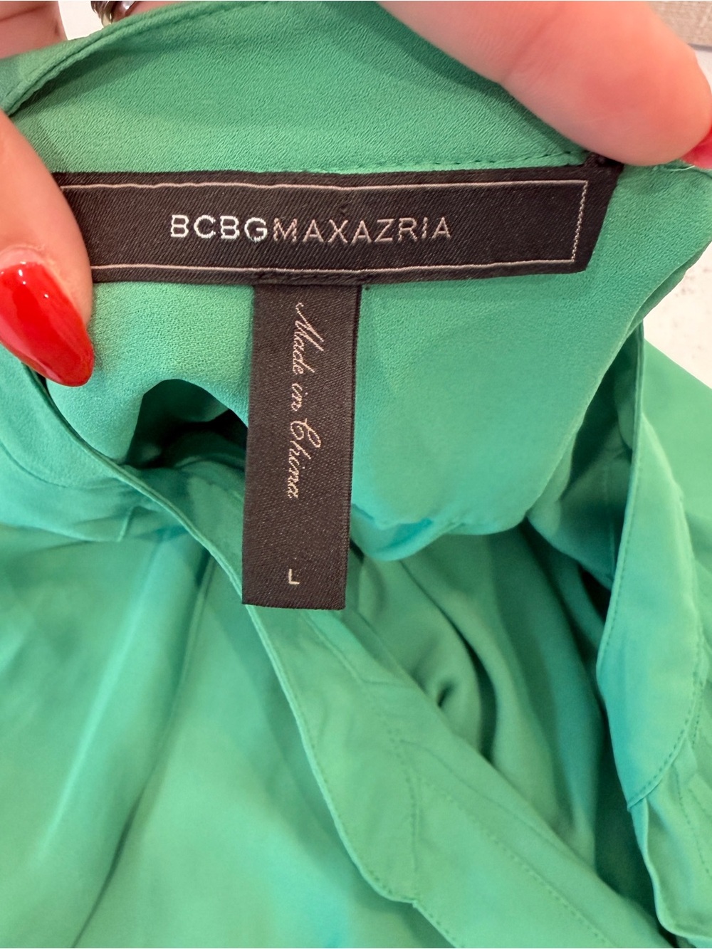 BCBGMaxAzria Emerald Pintuck Button-Front Tunic - Picture 5 of 5